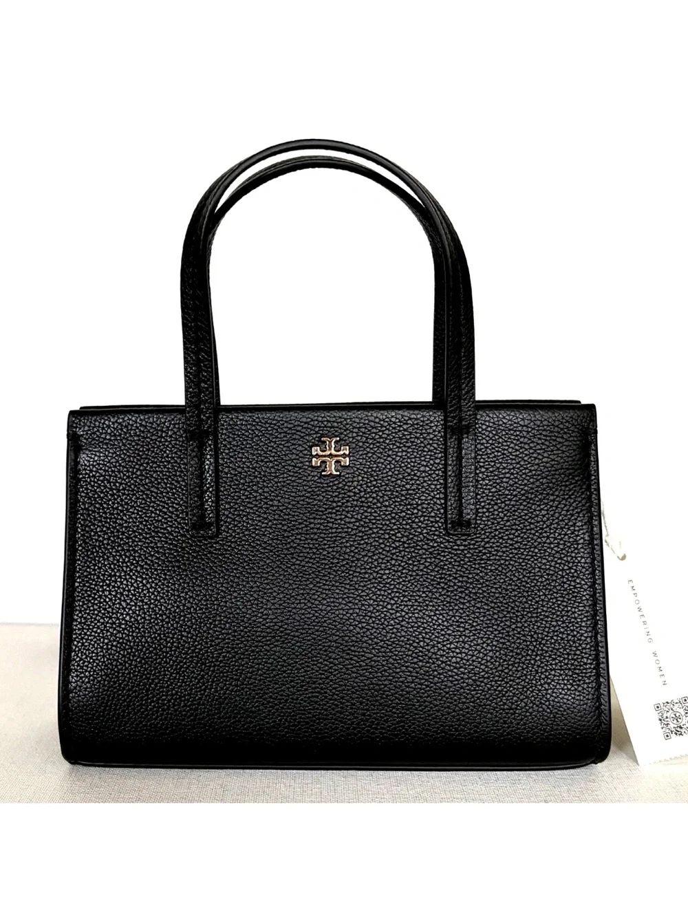 New Tory Burch Blake Mini Tote Pebble Leather Black